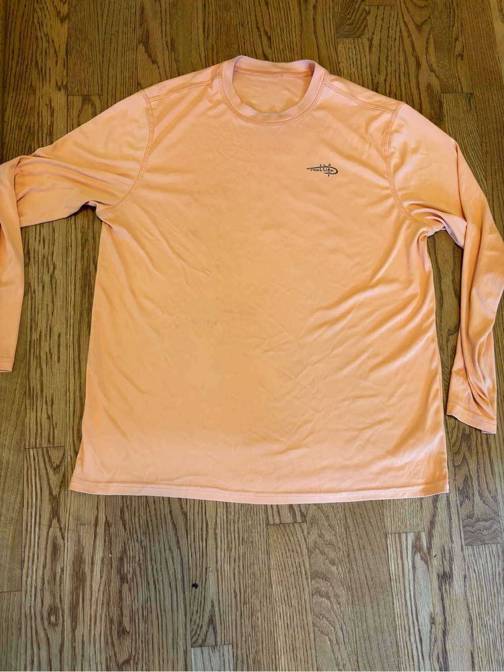 Reel Life Long Sleeve Sun Shirt Medium SPF Fishing Orange Swim Beach Pool